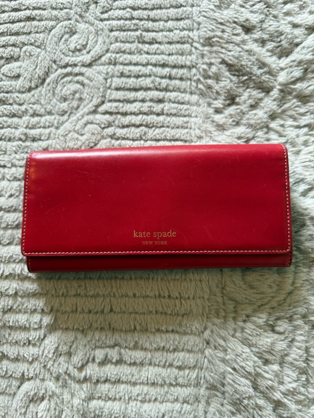 kate spade Red Leather Long Fold Wallet